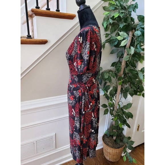 Lux Women's Multicolor Polyester V-Neck Short Sleeve Knee Length Wrap Dress L - Picture 8 of 12